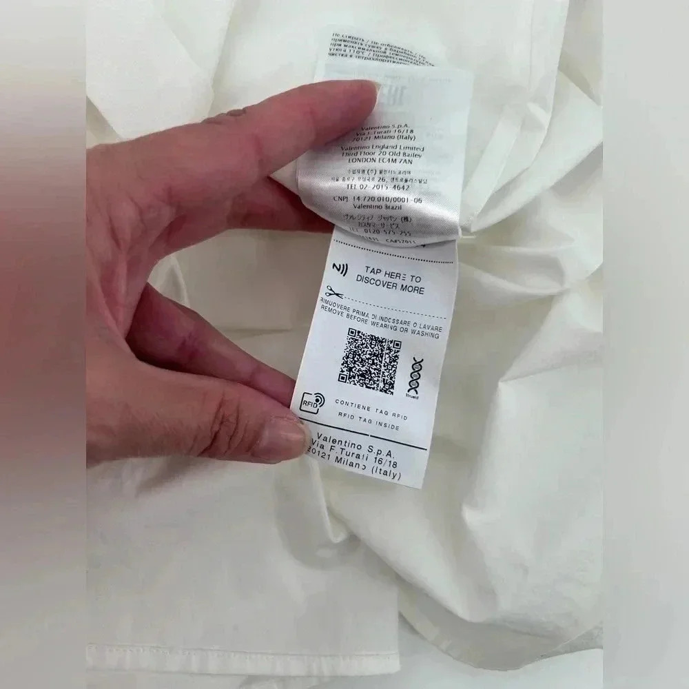 NWT $1400 VALENTINO Shirt IT40 US4 White Double Collar Made in Italy - Picture 10 of 13